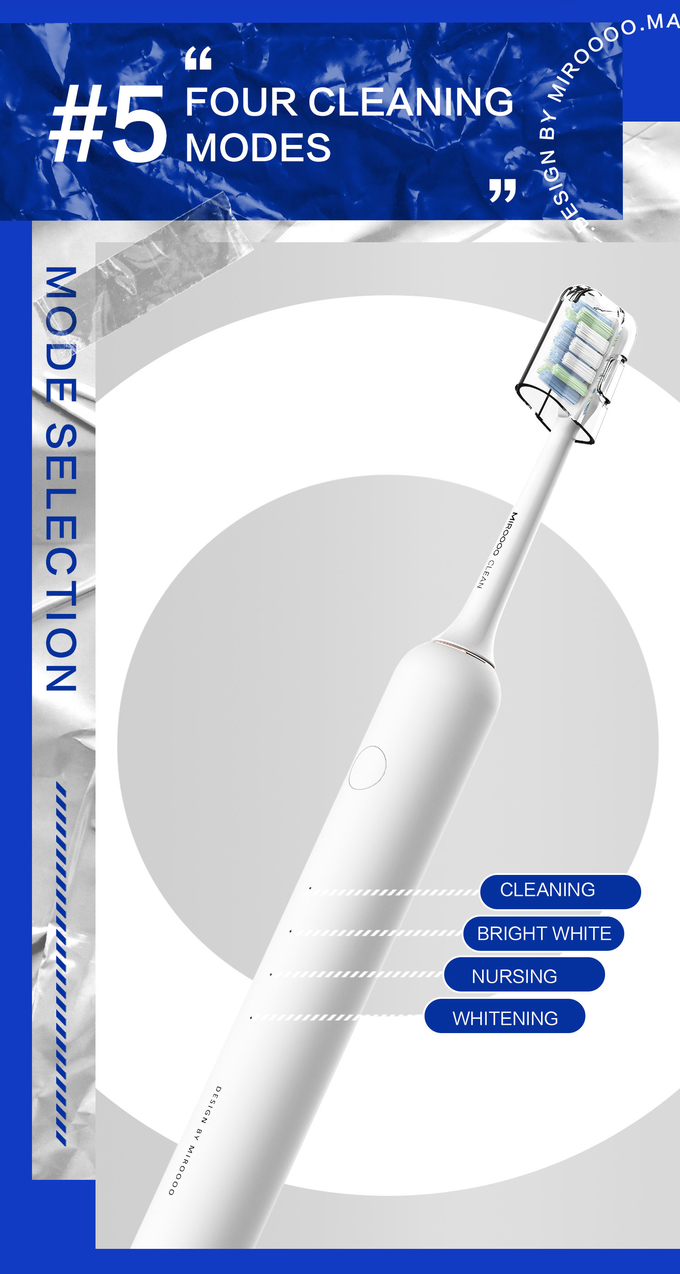 Portable Sonic Electric Toothbrush Waterproof IPX7 Rechargeable Smart Timer 6