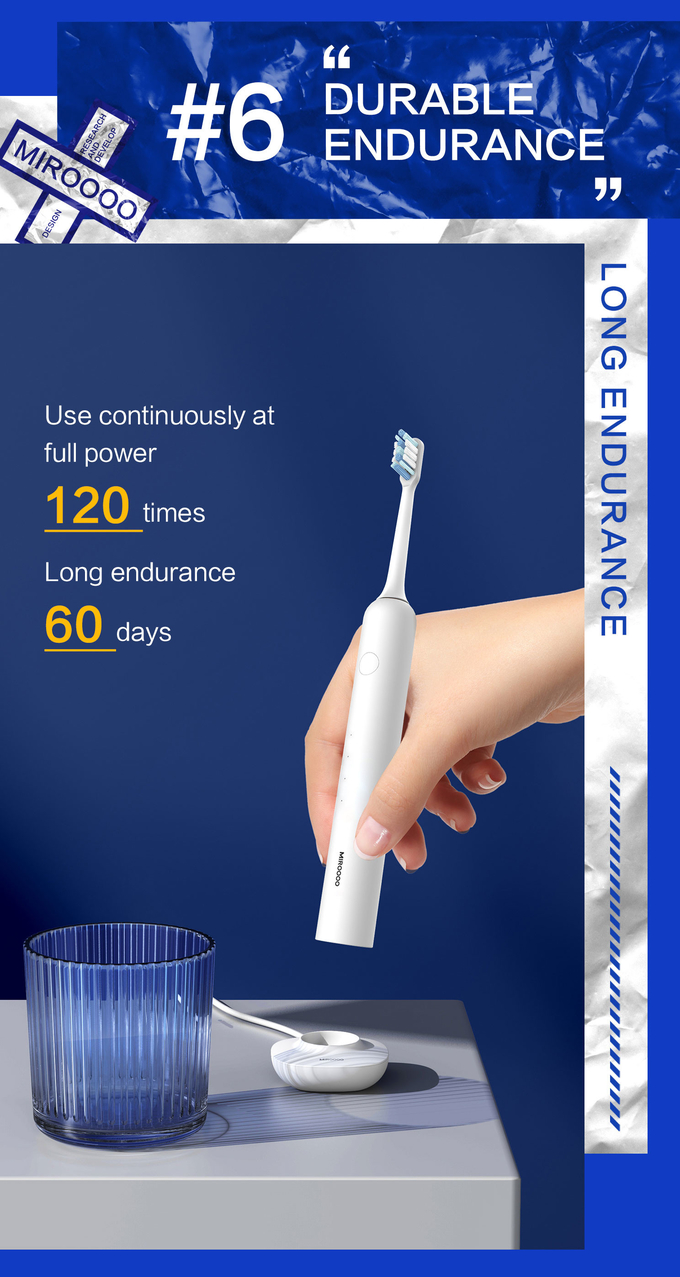 OEM USB Charging Sonic Electric Toothbrush IPX7 Waterproof Customized 9