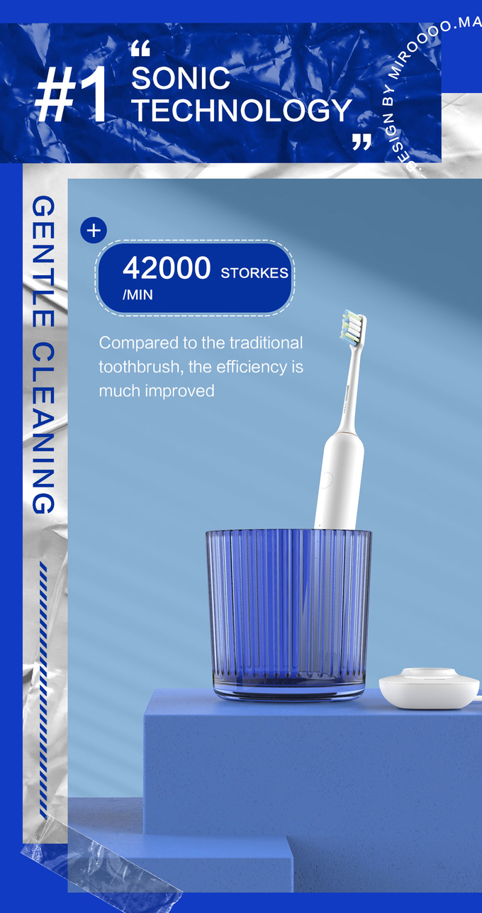OEM USB Charging Sonic Electric Toothbrush IPX7 Waterproof Customized 3